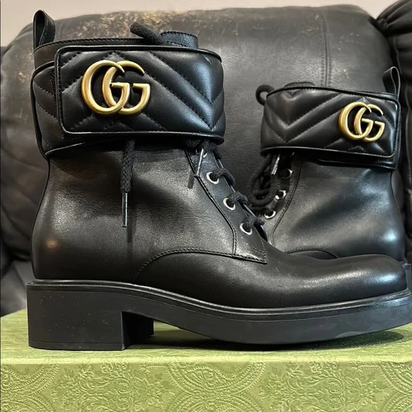 Gucci Double G Logo Combat Boots - Picture 5 of 5